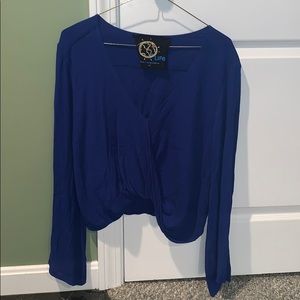 Blue Life long sleeve v-neck top (royal blue)